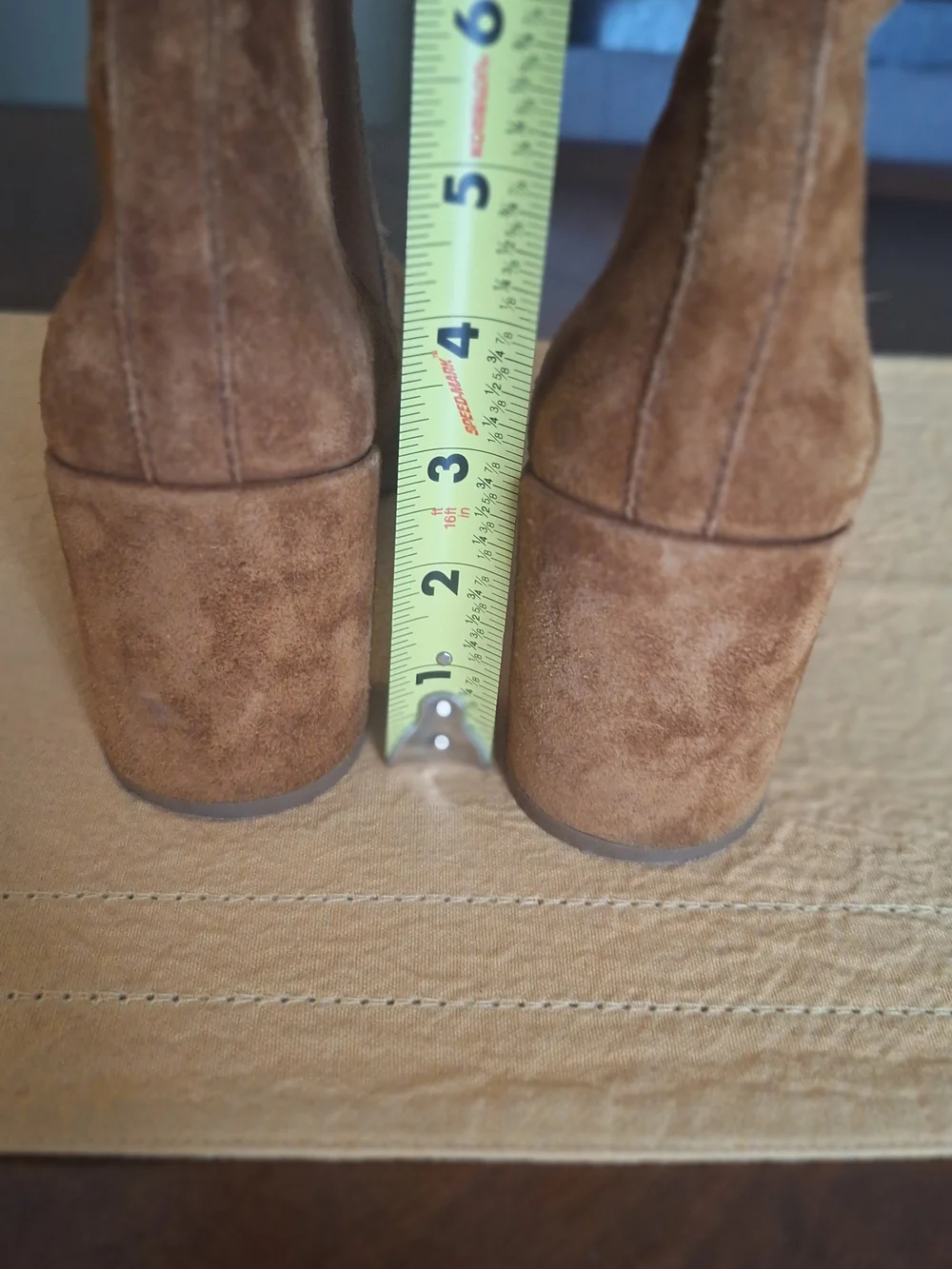 Designer Pedro Garcia Tan Suede Block Heel Chelsea Booties 10